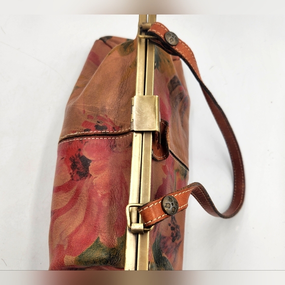 Patricia Nash Ferrera Frame Floral Shoulder Clutch Satchel Leather Bag Brown - Picture 13 of 16